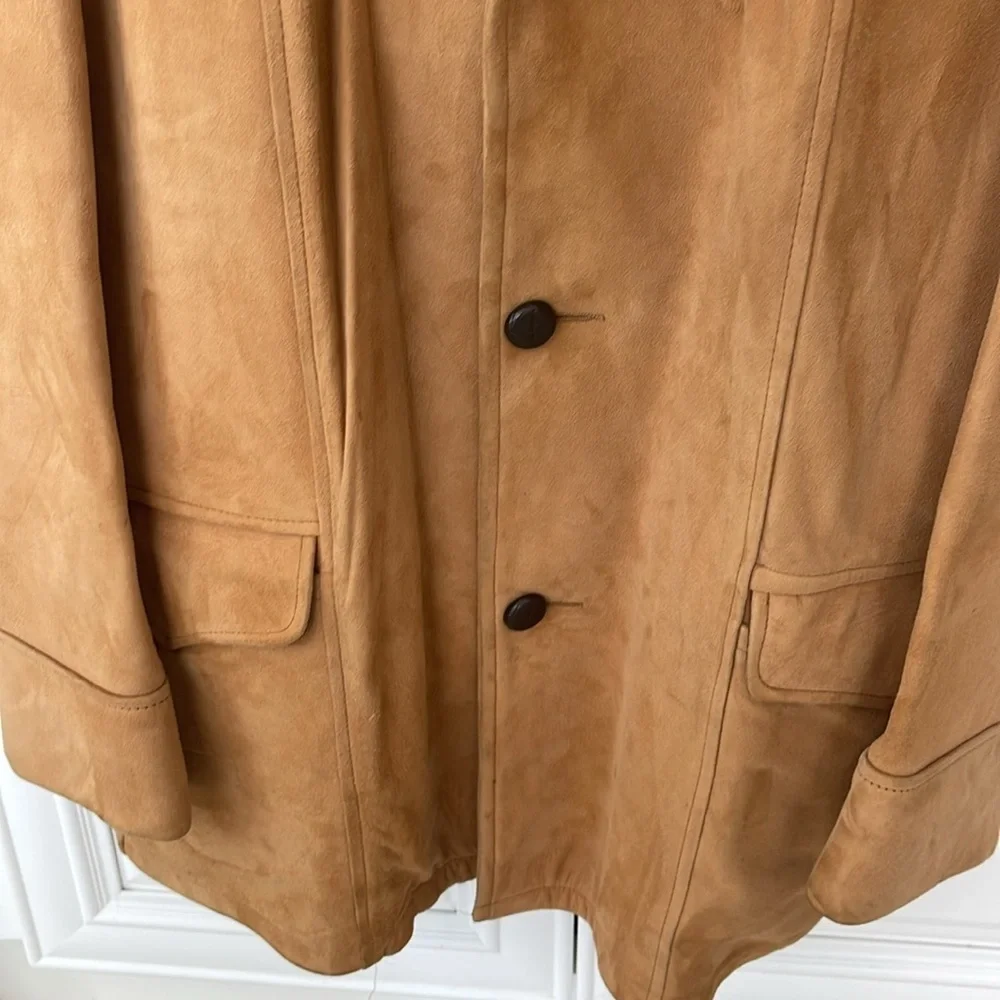 Vtg Windbreaker Van Heusen Heavy Soft Leather Jacket Vest Camel tan 48 J Keisman
